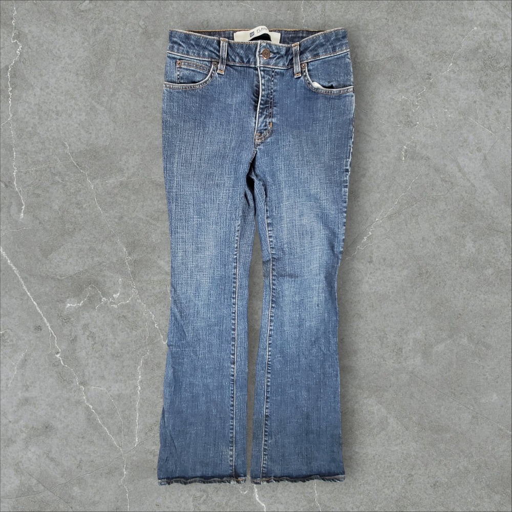 Gap Flare Stretch Jeans Women 2R Blue Medium Wash Denim Low Rise Y2K Grunge Girl